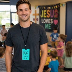 KIDS Church Crew Volunteer Christian Name ID Badge