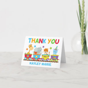 Kids Circus Animal Birthday Party Custom Thank You Card