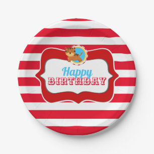 Kids circus birthday fun cartoon tiger party paper plate