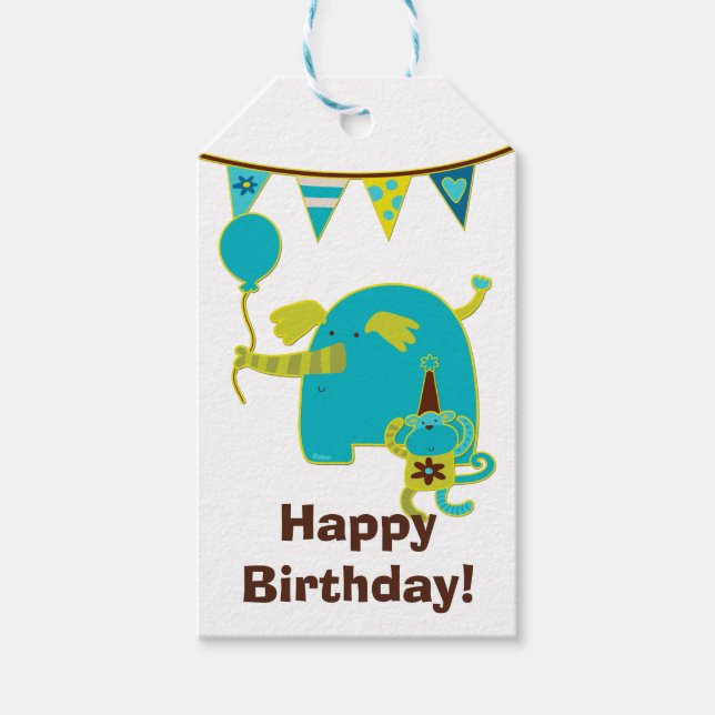 Kids Circus Birthday Gift Tags (Front)