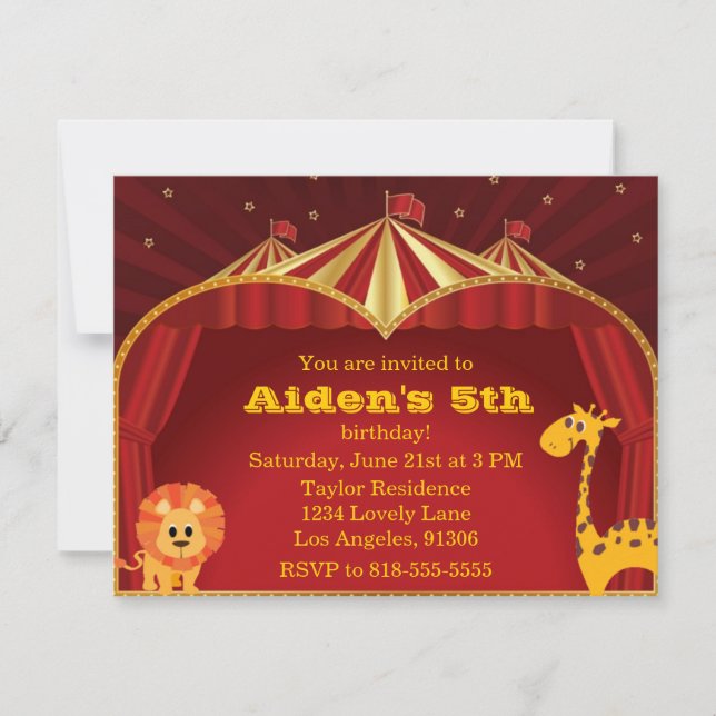 Kid's Circus Birthday Invitation (Front)