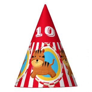 Kids circus birthday party theme cartoon tiger party hat
