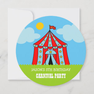Kids circus carnaval Birthday party invitations