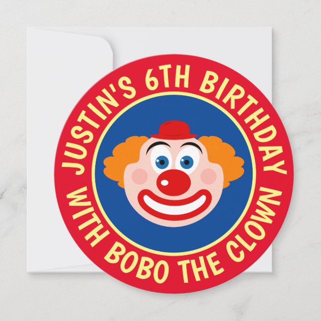 Kid's circus clown Birthday party invitations (Front)