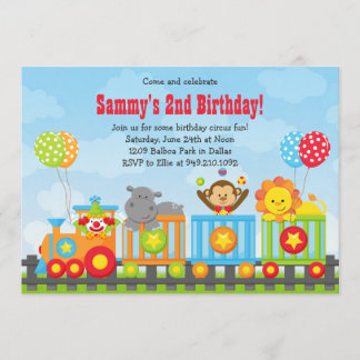 Kids Circus Train Birthday Party Invitation