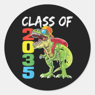 Kids Cl Of 2035 T Rex Dinosaur First Day Of Kinder Classic Round Sticker