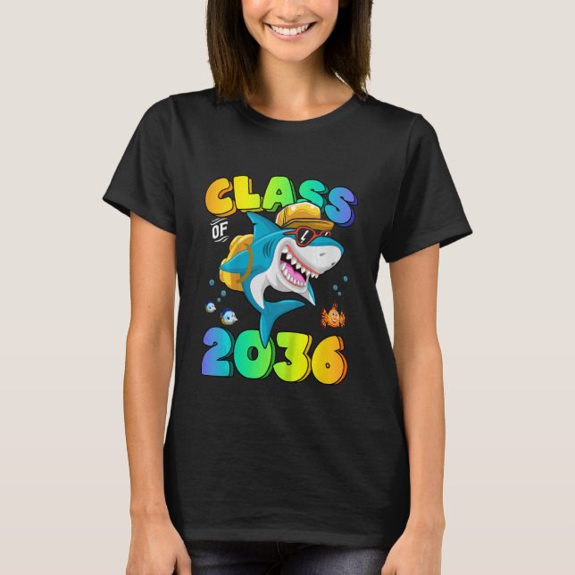 Kids Class Of 2036 Grow With Me Shark Backpack Bac T-Shirt (Front)