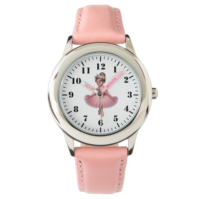 Kids Classic Ballerina Leather Watch (Front)