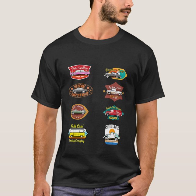 Kids Classic Cars Badges Boys T-Shirt (Front)