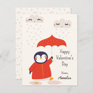 Kids Classroom Cute Penguin Valentine's Day Card