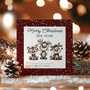 Kids Classroom Deer Themed Holiday Card