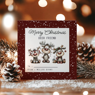 Kids Classroom Deer Themed Holiday Card