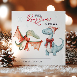 Kids Classroom Dinosaur Roarsome Christmas Holiday Card