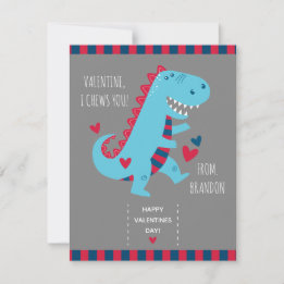 Kids Classroom Dinosaur Valentines Card