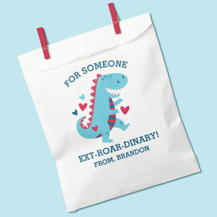Kids Classroom Dinosaur Valentines Day Favour Bags