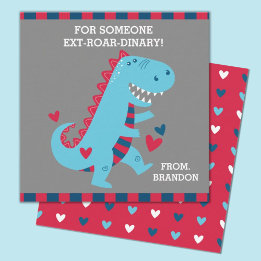 Kids Classroom Dinosaur Valentines Note Card