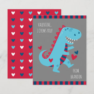 Kids Classroom Dinosaur Valentines Note Card