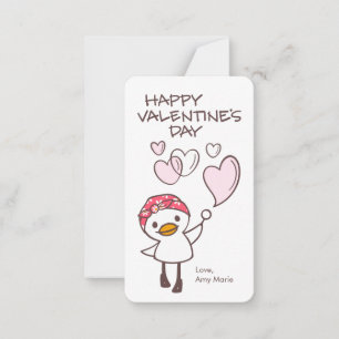 Kids Classroom Duck Bubble Hearts Valentine Card