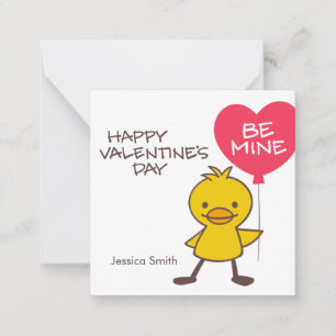 Kids Classroom Duckling BE MINE Balloon Valentine Card