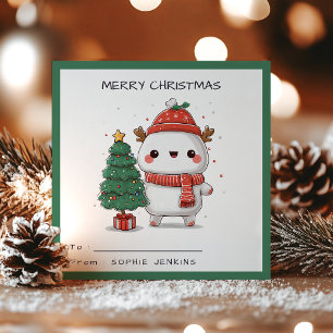 Kids Classroom Kawaii reindeer Christmas Holiday Card