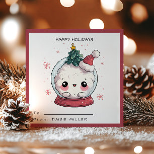 Kids Classroom Kawaii Snow Globe Christmas Holiday Card