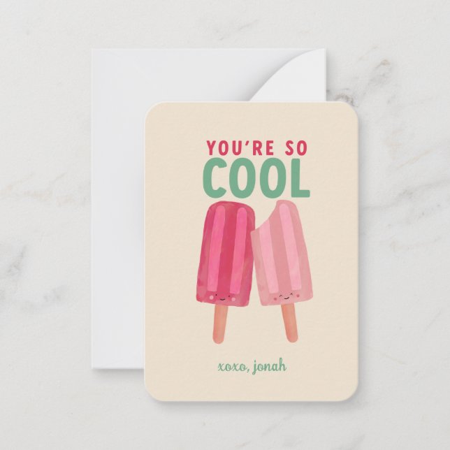 Kids Classroom Valentine - You're so Cool Card (Front)