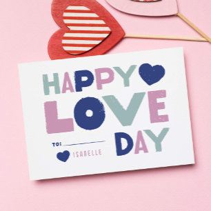 Kids Classroom Valentine's Day Blocky Letters Card