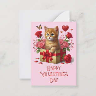 Kids Classroom Valentine's Day Cute Kitty  Card
