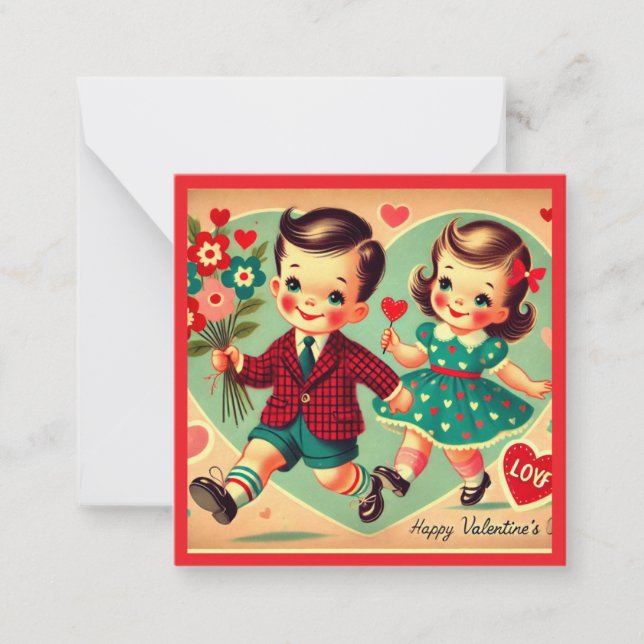 Kids Classroom Vintage Valentine's Day  Card (Front)