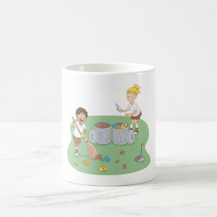 Kids Cleaning A Campsite Coffee Mug