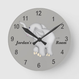 Kid's Clock Cute Baby Elephant