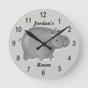 Kid's Clock Cute Baby Hippo