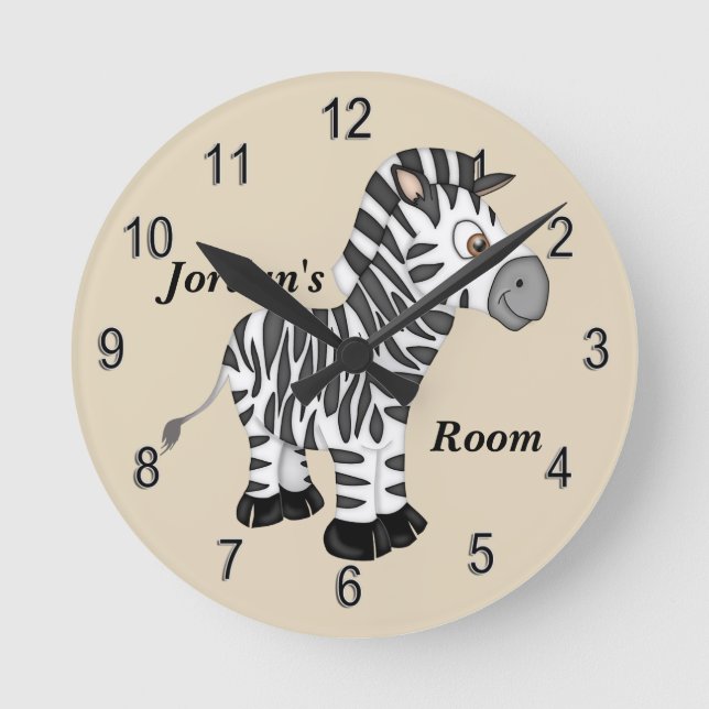Kid's Clock Cute Baby Zebra (Front)