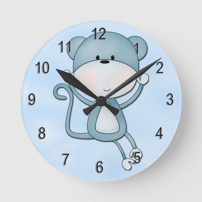 Kid's Clock Cute Blue Monkey (Front)