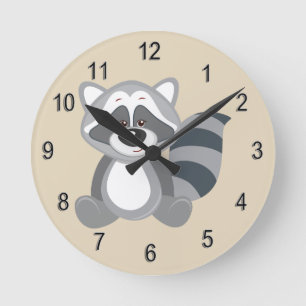 Kid's Clock Cute Woodland Racoon