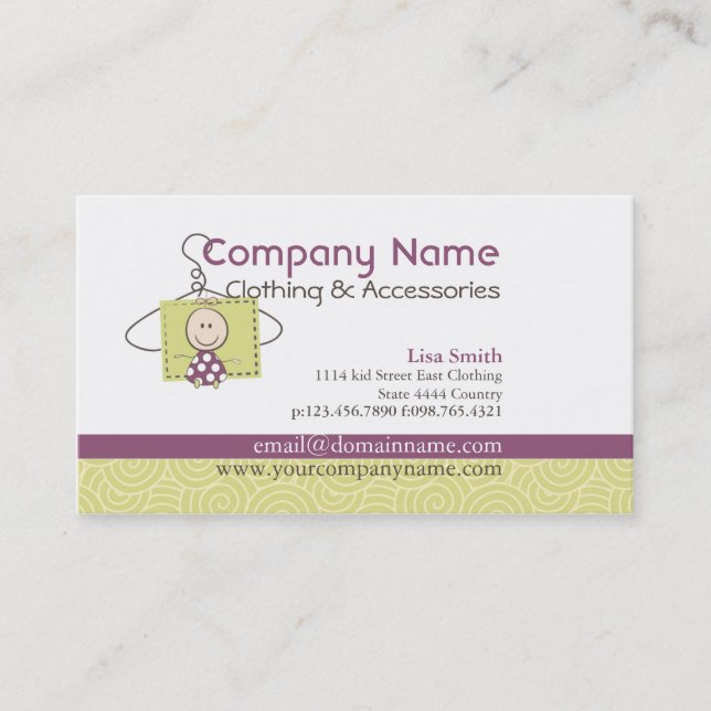 Kids clothing business cards (Front)