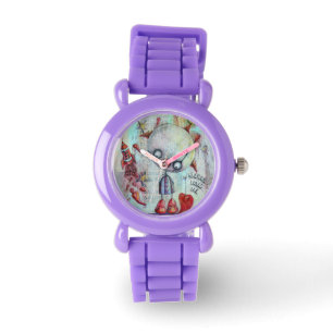  Kids Clown Pilot Fashion Watch Red Blue Pastel   