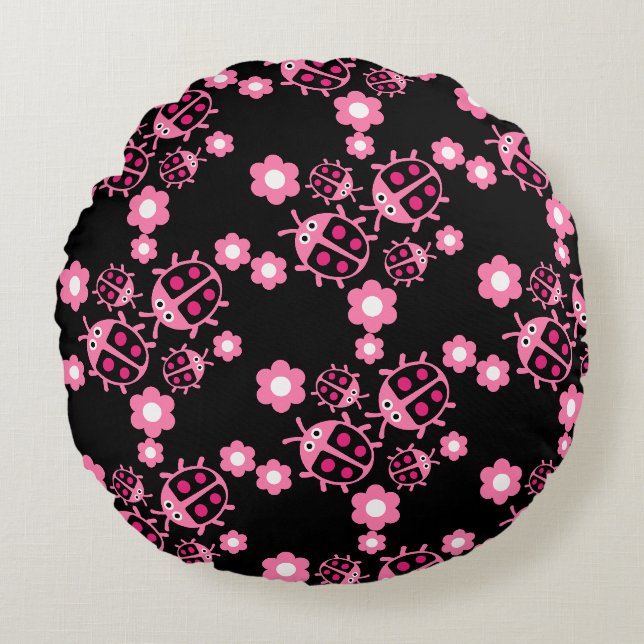 Kids Coccinellidae ladybug  Round Cushion (Front)