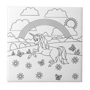 Kids Color Me Unicorn Rainbow Tile