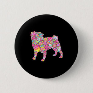 Kids Colorful Eggs Pug Dog Puppy 6 Cm Round Badge