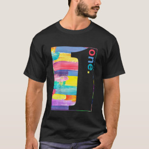 Kids Colorful Number 1 One 1st Birthday Boys Gi T-Shirt