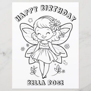 Kids Coloring book fairy birthday party activity