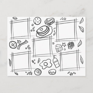 Kids Colour Foodie Breakfast Fun Drawing Doodling Postcard