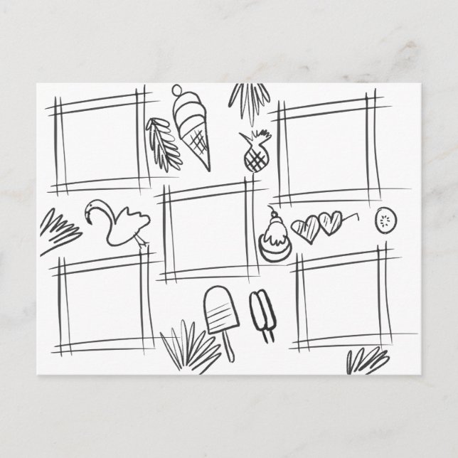 Kids Colour Tropical Fun Drawing Doodling Postcard (Front)