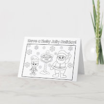 Kids Colour Your Own Holly Jolly Holiday Card 