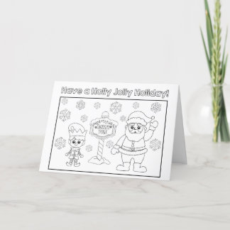 Kids Colour Your Own Holly Jolly Holiday Card 