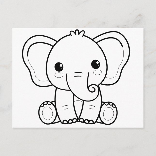 Kids' colour your own Valentine (elephant) Postcard (Front)