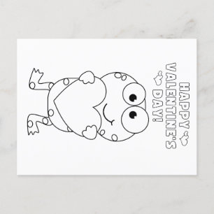 Kids' Colour your own Valentine (frog) Postcard