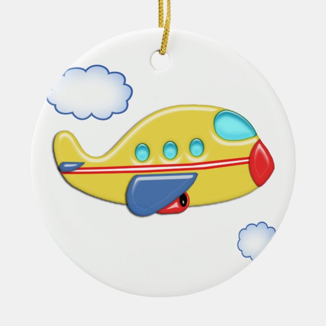 Kid's Colourful Aeroplane Ceramic Tree Decoration (Front)
