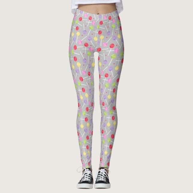 Kids Colourful Candy Lollipop Print Leggings (Front)